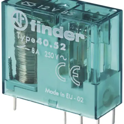 Relè commutazione Finder 40, 2C 8A/12VUC AgNi+Au 130Ω 5mm RT III 