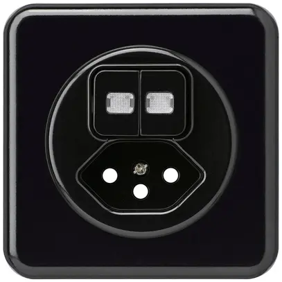 UP-Frontset basico 86×86mm schwarz mit 2 Linsen und Kinderschutz S1/Typ 13 