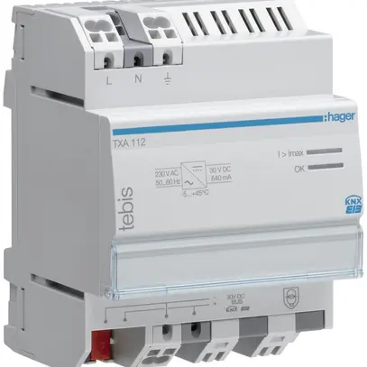 Alimentation KNX Tebis TX 640 mA 4UM Hager 