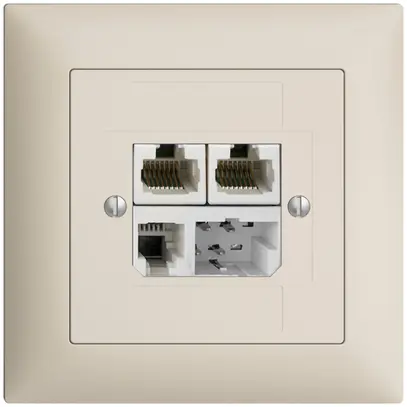 Scatola INC T+T/2×RJ45/RJ11/u ADSL ITplus EDIZIOdue crema 