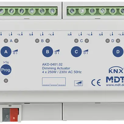 REG-Dimmaktor KNX MDT AKD-0401.02 4-Kan 250W 230VAC 6TE 