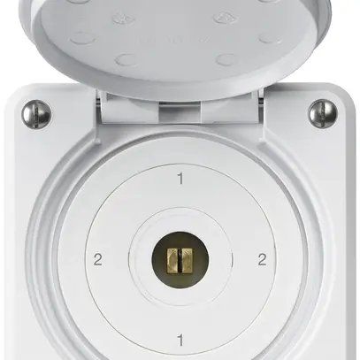 Interrupteur à clé carrée ENC robusto IP55 avec clapet S3/1P blanc combi 