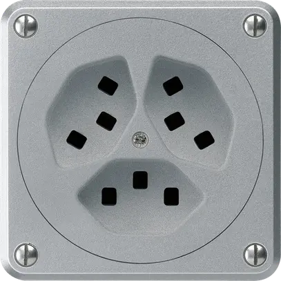 Prise Hager robusto, 3×T23, A, aluminium 