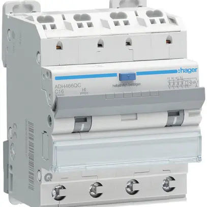 Disjoncteur différentiel Hager RCBO QC 4P 400V car.C 16A 0.03A 6kA 4UM 