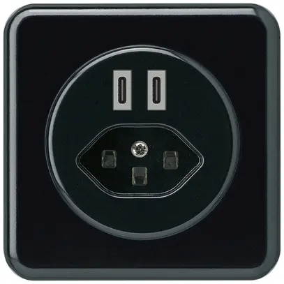 UP-USB-Ladesteckdose Hager basico C-C 20W+T23 5V 86×86mm schwarz 