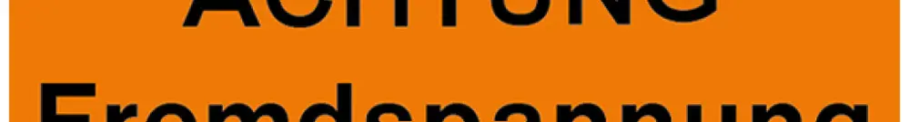 Warnaufkleber ACHTUNG Fremdspannung 70×25mm selbstklebend rot 