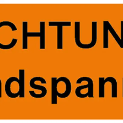 Autocollant d'avertissement ACHTUNG Fremdspannung 70×25mm auto-adhésif rouge 