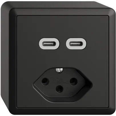 Presa AP USB 2×tipo C + tipo 13 Feller EDIZIOdue FX54 230V 3000mA nero 