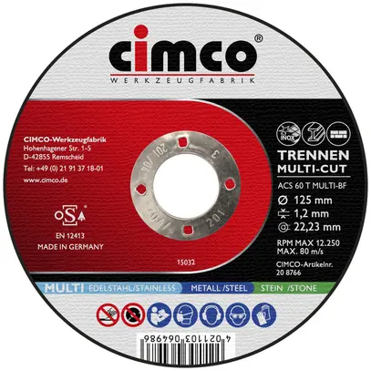 Disco da taglio CIMCO MULTI-CUT Ø125mm spessore 1.2mm 