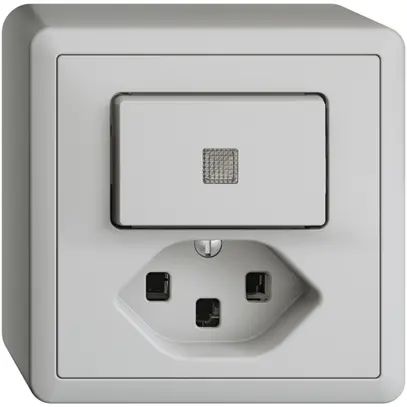 Comb. lum. AP A-R/1L+T23 EDIZIOdue grigio chiaro, con lente, LED giallo 