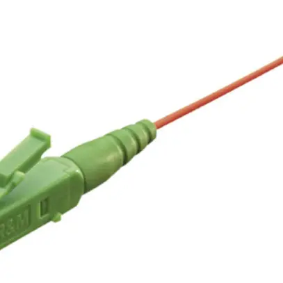 Pigtail FO R&M, fiche LC APC 8° SM vert, fibre 9/125µm G.657 LSZH rouge 0.7m 