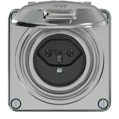 Prise ELEMENT SNAPFIX® 1×type 23 16A 250V avec clapet IP55 alu 
