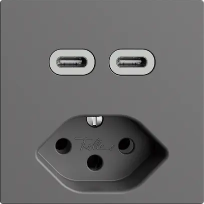 Presa USB 2×tipo C + tipo 13 Feller EDIZIOdue F 230V 3000mA grigio scuro 