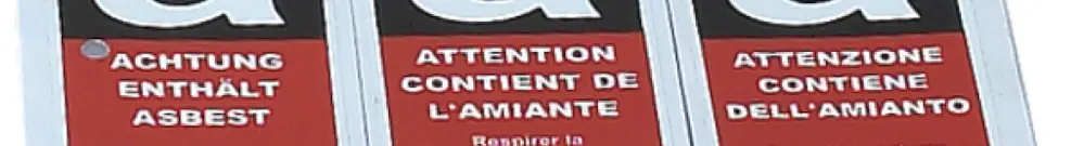Autocollant danger amiante allemand, 55×110mm 