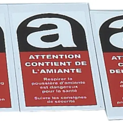 Autocollant danger amiante allemand, 55×110mm 