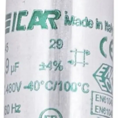 Condensatore ICAR IL 45/29 25X78MM 2.9µF 250V p.lampada (serie) Ø25×78mm 