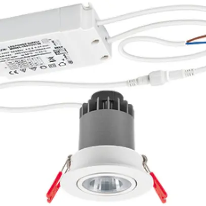 Downlight LED INC ESYLUX ALICIA 1…10V, 9W 3000K 610lm Ø75/68mm IP20, blanc 