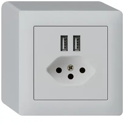 Presa AP 2×USB & T13 kallysto Q 2400mA grigio chiaro 