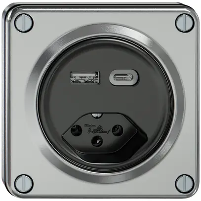 Prise de charge USB ENC ELEMENT 1×USB-A 1×USB-C 3000mA + 1×T13 aluminium 