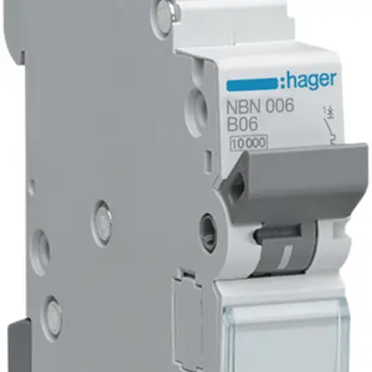 Disgiuntore Hager MCB 1P 230V tipo B 6A Icn 10kA Icu 15kA 1UM 