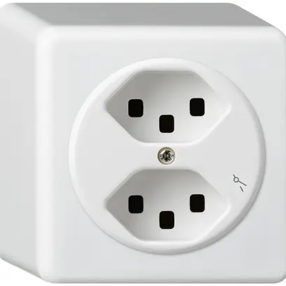 Prise AP Hager basico 2×type 23 1×S Q blanc 