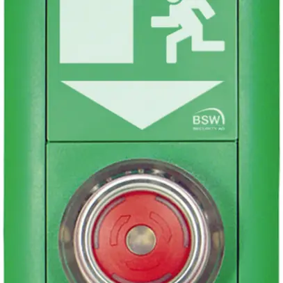Interruttore arre.emerg. BSW verde, LED rosso, con pittogramma 