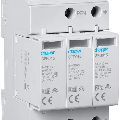 Scaricatore sovratensione Hager SPD 3P 20kA telecom.TN-C Imax 40kA Up 1.5kV 3UM 