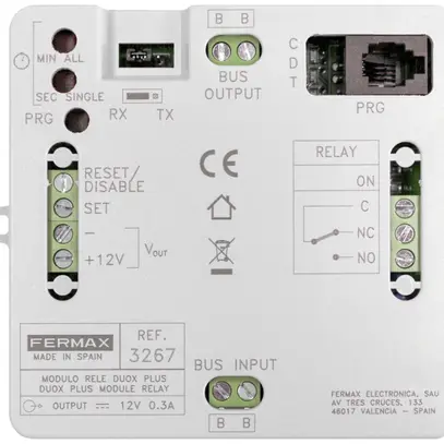 Relè multifunzione INS Fermax DUOX 90×90×2mm 240VAC/60VDC/3A 