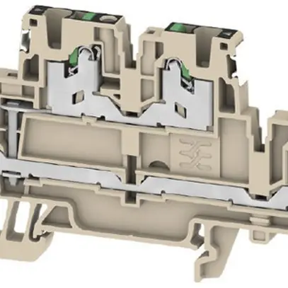 Durchgangs-Reihenklemme S2T 2.5 VL DL 2.5mm² 22A 800V SNAP IN 2×2 TH35 beige 