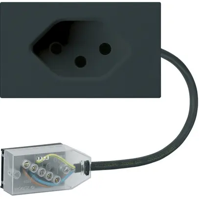 Prise INC 1×type 13 Hager FLF pour câble plat Technofil L1 noir 