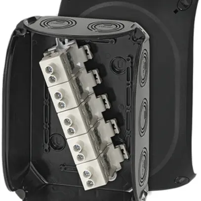 Scatola di derivazione AP Hensel KF B con mors.5×50mm² nero 