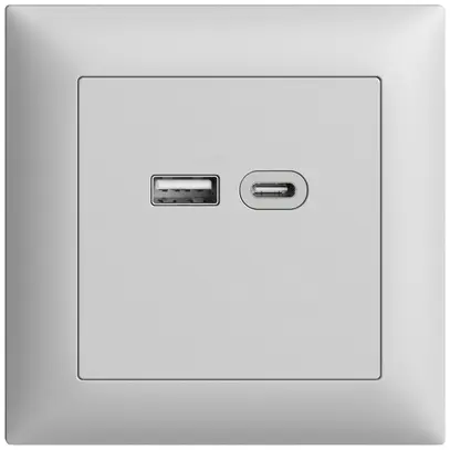 UP-Steckdose USB 18W Typ A + Typ C Feller EDIZIOdue FMI 230V 3600mA hellgrau 