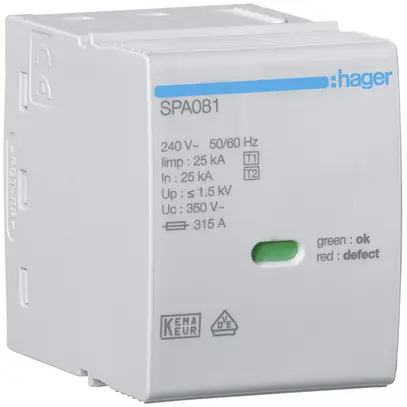 Module enfichable Hager SPA 240V 25kA 1.5kV 2UM 