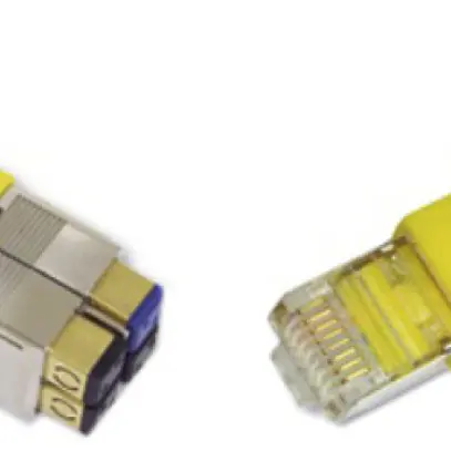 Câble patch BKS NewLine, S/FTP, MMC/RJ45, 4×2, 1/10GbE, gris/jaune, 0.5m 