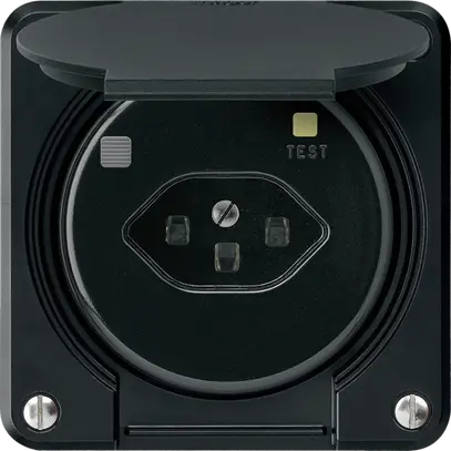 Presa FI robusto A T23 30mA nero, con shutter 
