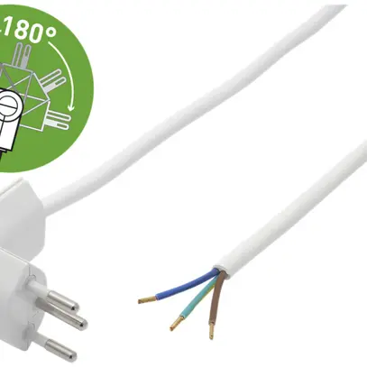 Cavo d'apparecchio Td 3×1mm² 3m bianco spina T12 girevole 180° 