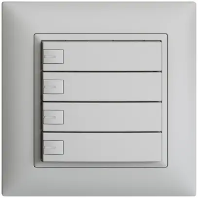 Poussoir univ. ENC 4×1t bornes enf. EDIZIOdue gris clair, avec LED 