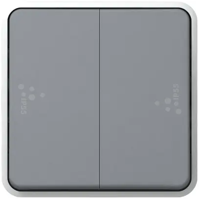 Wippschalter PLEXO 3+3/1L grau 