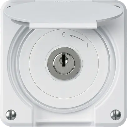Contatto rotativo a chiave INC robusto IP55 bianco con coperchio 1P combinazione 