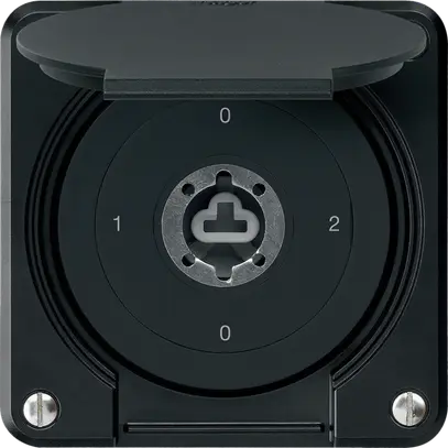 Interrupteur à clé ENC robusto IP55 avec clapet sans cylindre S2/1P noir p.combi 