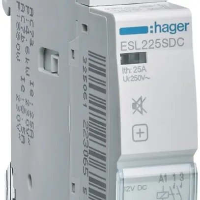 Contattore AMD Hager 12VDC 2 chiusura 0 apertura 25A senza ronzio 1UM 