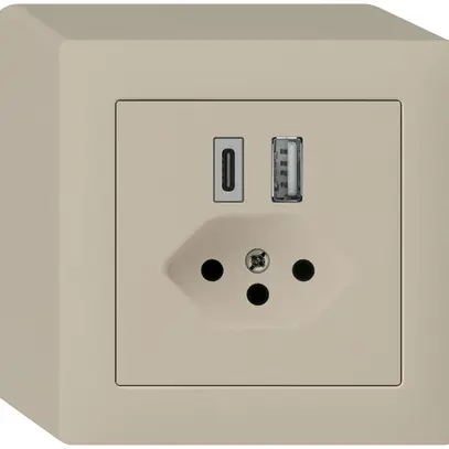 Prise de charge USB AP kallysto 18W PD 1×type A 1×type C T13 beige 