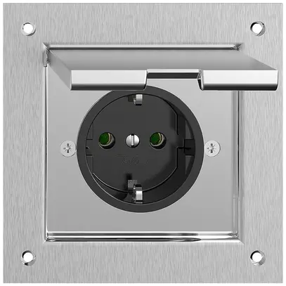 Boîte de sol Feller PMK Schuko 16A 230V 100×100mm laiton nickelé 