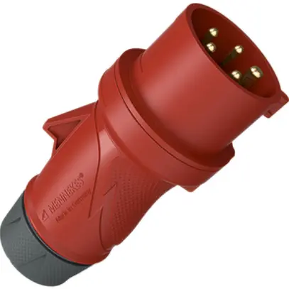 Spina mobile CEE PowerTOPXtra 32A IP44 5P 6h 400V Ø78×196mm rosso 