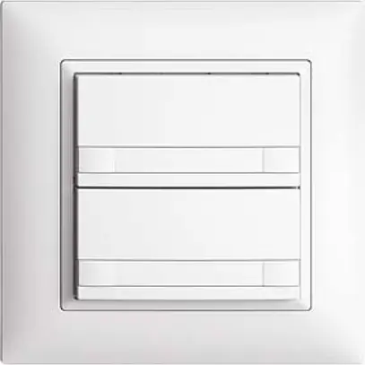 Pulsante KNX RGB EDUE, 250mW, s.LED, c.carta, 2×pulsante, com.2×tasti, bi 
