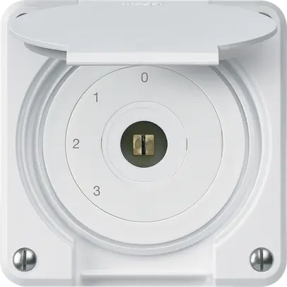 Interrupteur à clé carrée ENC robusto IP55 avec clapet S5/1P blanc combi 