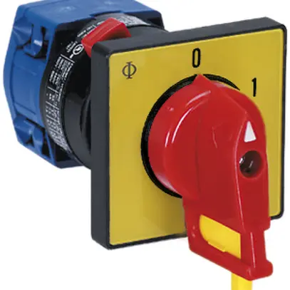 Interruttore rotativo INS K&N, 16A/400V 0/2L, manopola ro, 48×48mm, Ø22.5mm"0-1" 