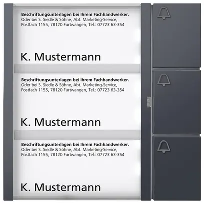 Module de touches Siedle, a.3 étiquettes, 3 touches d'appel a.symb.sonnerie, an 