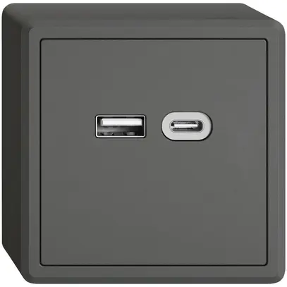 Presa di ricarica USB AP EDIZIO.liv SNAPFIX® 230VAC 18W 1×USB A 1×USB C grs 