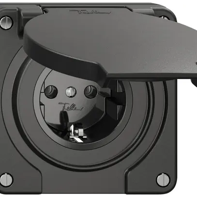 Presa INC Feller IP21 Schuko 16A 230V 87×87mm nero 